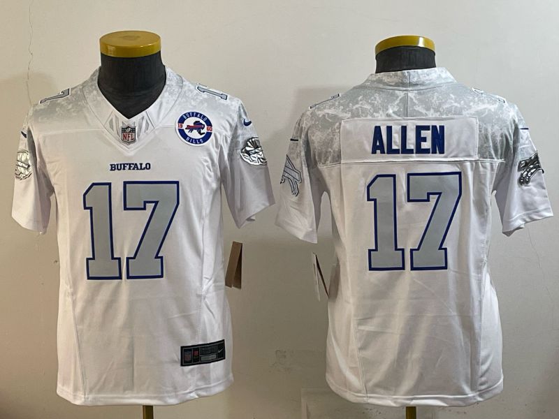 Youth 2025 Buffalo Bills #17 Allen white 5th generation Throwback Nike Limited NFL Jersey style 09